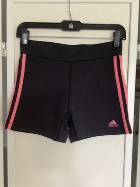💗 ADIDAS Bike shorts Sz M three stripe EUC retro running biking gym fitness
